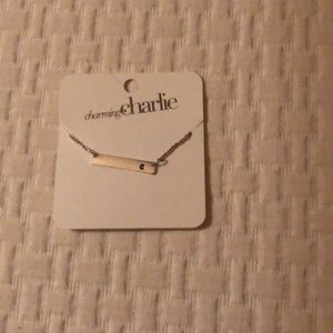 Charming Charlie silver initial “a” bar necklace